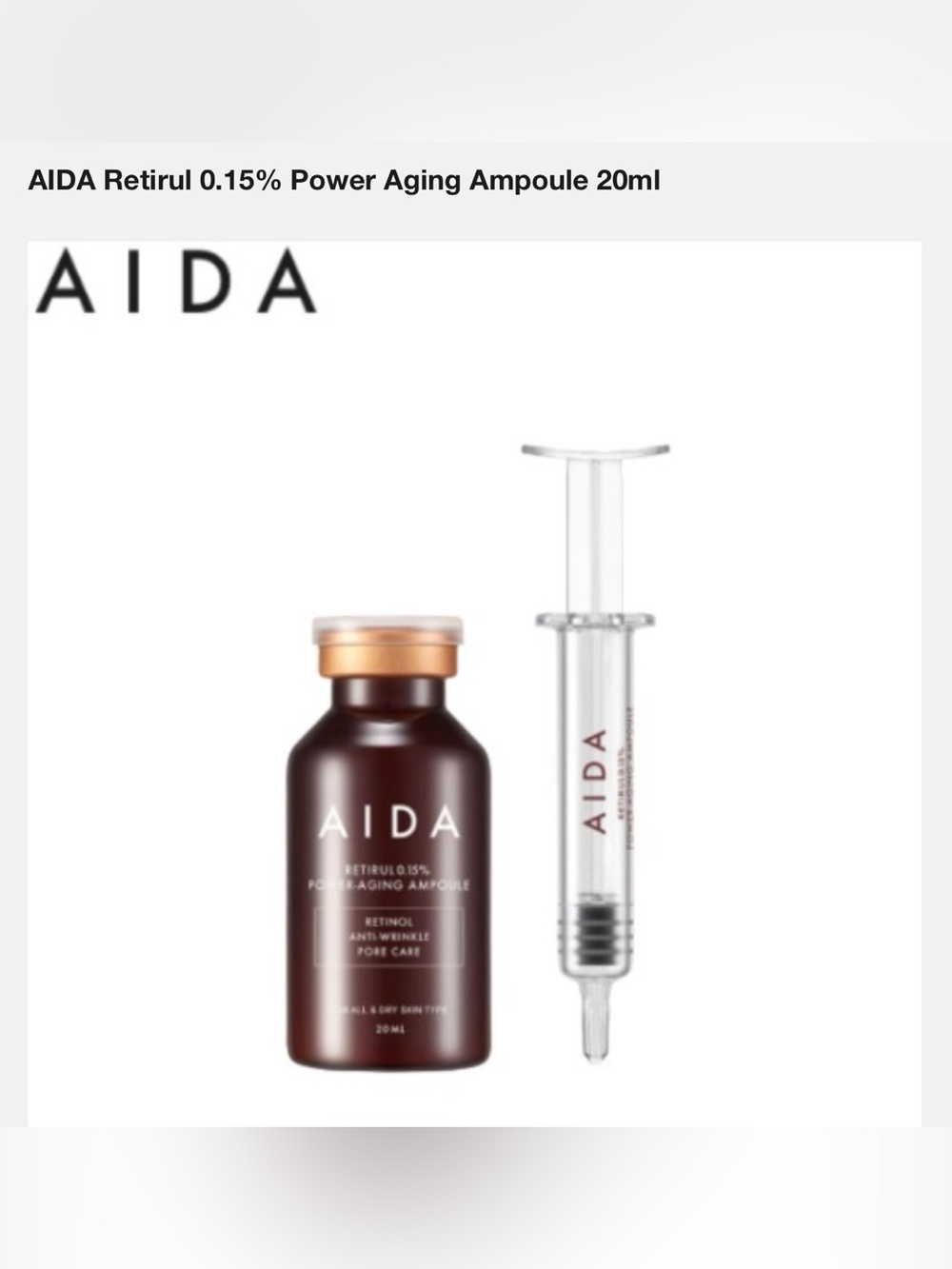 AIDA Retirul 0.15% Power Aging Ampoule 20ml
